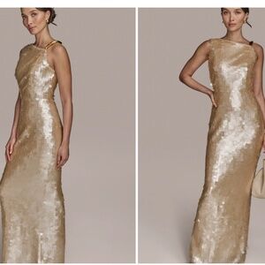 Donna Karan sequin asymmetry dress